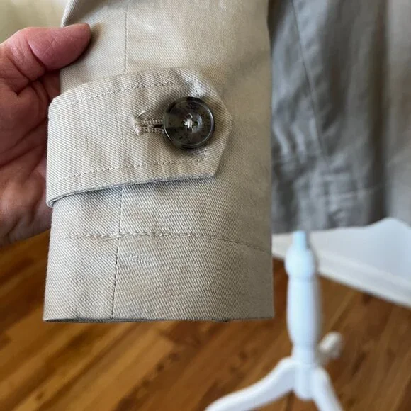 Splendid Beige Barn Coat Stripe Lining Preppy Coastal Jacket L French Girl - Picture 8 of 15